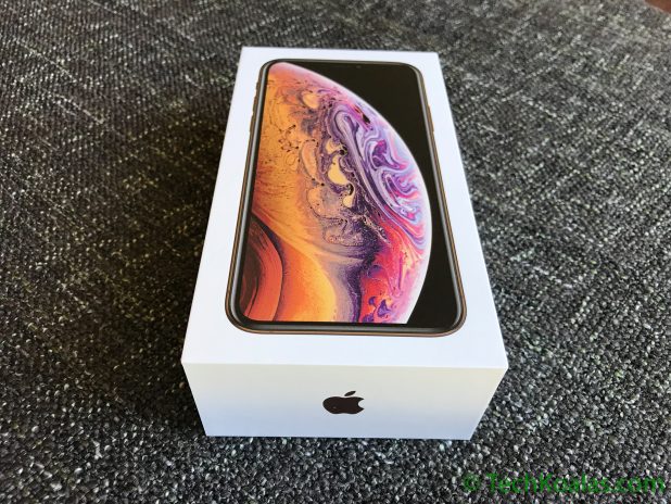 The box of the iPhone Xs still with its wrapping.